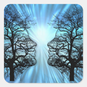 Gezichten in bomen lijken op hersenzenuwen vierkante sticker