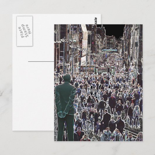 Gezichten in het Schotse Briefkaart Crowd Glasgow (Voorkant / Achterkant)