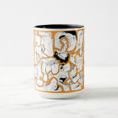 Gezichten Lijn Kunst Oranje Mok (Midden)
