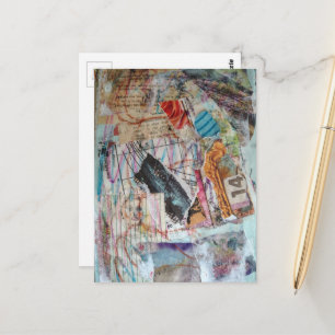 gezichten nummers woorden abstracte mixed media co briefkaart