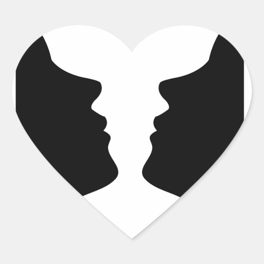Gezichten of vaas - illusie van twee gezichten zoa hart sticker (Voorkant)