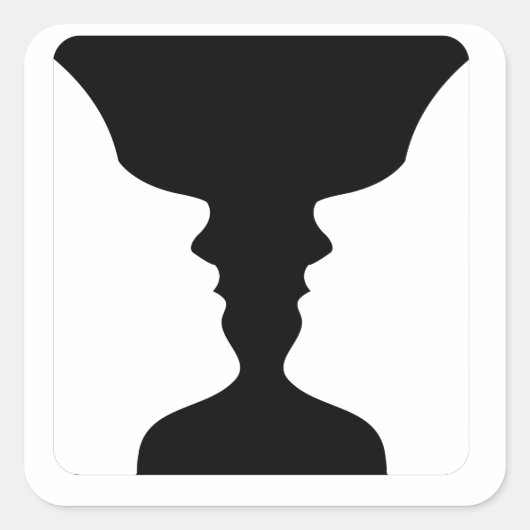 Gezichten of vaas - illusie van twee gezichten zoa vierkante sticker (Voorkant)