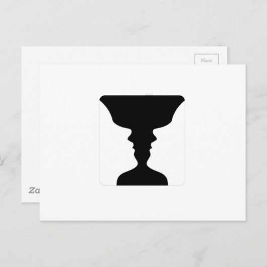 Gezichten of vaasillusie van twee gezichten zoals briefkaart (Voorkant / Achterkant)