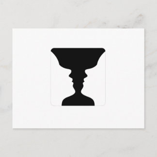 Gezichten of vaasillusie van twee gezichten zoals briefkaart