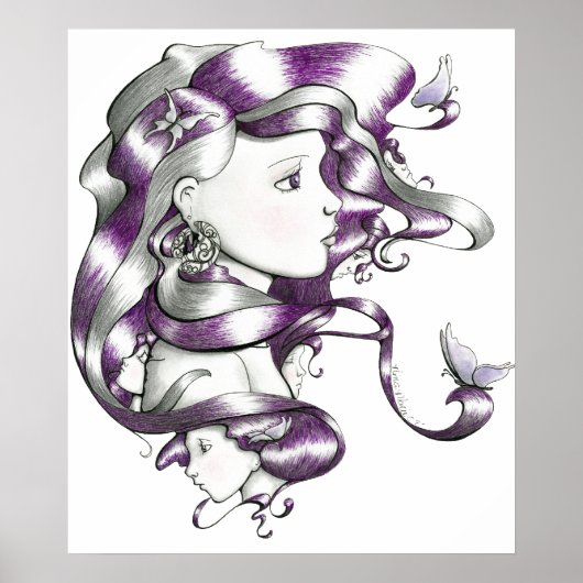 gezichten paars poster (Voorkant)