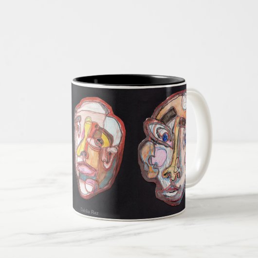 Gezichten Tweekleurige Koffiemok (Voorkant rechts)