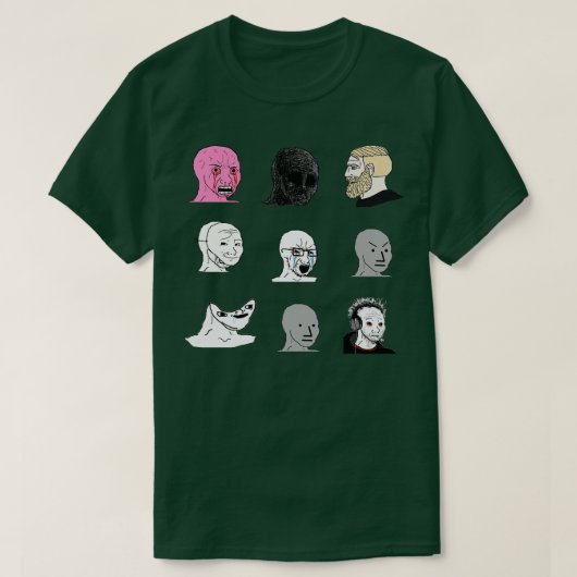 Gezichten van 4chan Starter Pack NPC-editie T-shirt (Design voorkant)