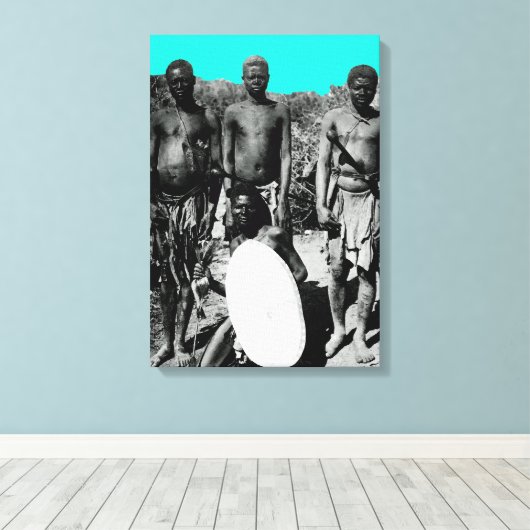 gezichten van de Afrikaanse Waterverf Zwart-wit Canvas Afdruk (Insitu (Houten vloer))