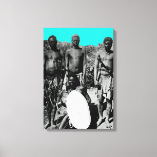 gezichten van de Afrikaanse Waterverf Zwart-wit Canvas Afdruk