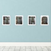 Gezichten van de Boeddha-set van vier natuurlijke Muurkunst Sets (Houten vloer)