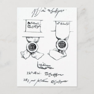 Gezichten van de handtekening van William Shakespe Briefkaart