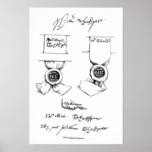 Gezichten van de handtekening van William Shakespe Poster (Voorkant)
