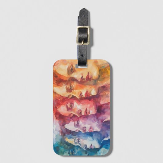 Gezichten van vrouwen - Waterverf schilderij Bagagelabel (Voorkant (verticaal))