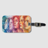 Gezichten van vrouwen - Waterverf schilderij Bagagelabel (Voorkant (horizontaal))
