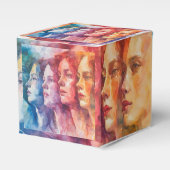 Gezichten van vrouwen - Waterverf schilderij Bedankdoosjes (Voorkant Zijde)
