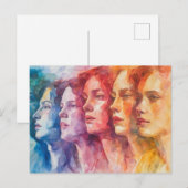 Gezichten van vrouwen - Waterverf schilderij Briefkaart (Voorkant / Achterkant)