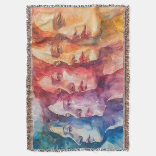 Gezichten van vrouwen - Waterverf schilderij Deken (Voorkant Verticaal)