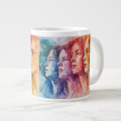 Gezichten van vrouwen - Waterverf schilderij Grote Koffiekop (Voorkant rechts)