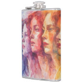 Gezichten van vrouwen - Waterverf schilderij Heupfles (Links)