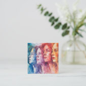 Gezichten van vrouwen - Waterverf schilderij Informatiekaartje (Staand voorkant)
