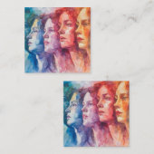 Gezichten van vrouwen - Waterverf schilderij Informatiekaartje (Voorkant / Achterkant)