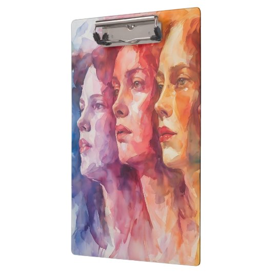 Gezichten van vrouwen - Waterverf schilderij Klembord (Links)