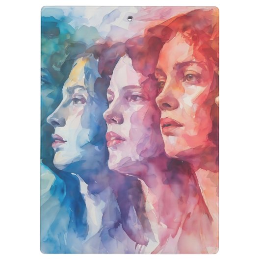 Gezichten van vrouwen - Waterverf schilderij Klembord (Achterkant)