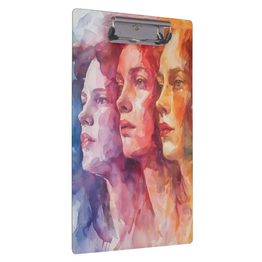 Gezichten van vrouwen - Waterverf schilderij Klembord (Rechts)