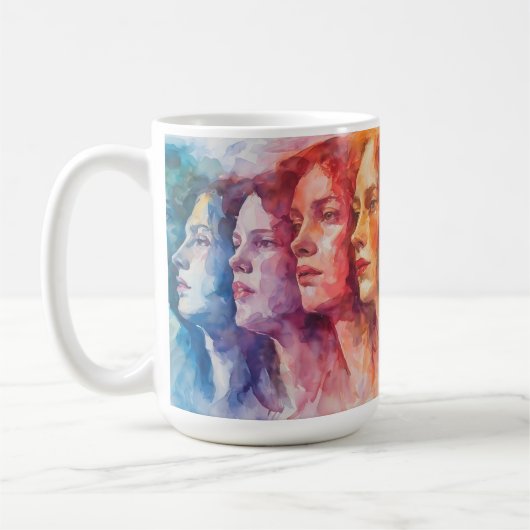 Gezichten van vrouwen - Waterverf schilderij Koffiemok (Links)