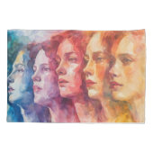 Gezichten van vrouwen - Waterverf schilderij Kussensloop (Achterkant)