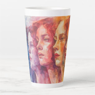 Gezichten van vrouwen - Waterverf schilderij Latte Mok