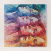 Gezichten van vrouwen - Waterverf schilderij Legpuzzel (Horizontaal)