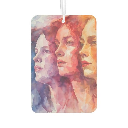 Gezichten van vrouwen - Waterverf schilderij Luchtverfrisser (Achterkant)