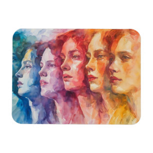 Gezichten van vrouwen - Waterverf schilderij Magneet