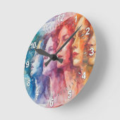 Gezichten van vrouwen - Waterverf schilderij Ronde Klok (Hoek)