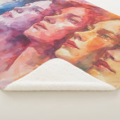 Gezichten van vrouwen - Waterverf schilderij Sherpa Deken (3/4)