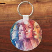 Gezichten van vrouwen - Waterverf schilderij Sleutelhanger (Achterkant)