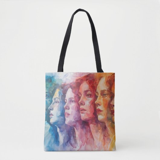 Gezichten van vrouwen - Waterverf schilderij Tote Bag (Voorkant)