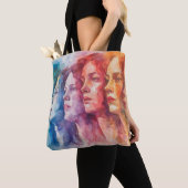Gezichten van vrouwen - Waterverf schilderij Tote Bag (Dichtbij)