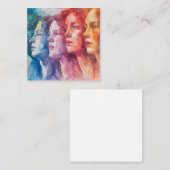 Gezichten van vrouwen - Waterverf schilderij Vierkante Visitekaartje (Voorkant / Achterkant)