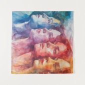 Gezichten van vrouwen - Waterverf schilderij Wandkleed (Voorkant (horizontaal))