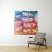 Gezichten van vrouwen - Waterverf schilderij Wandkleed (In Situ (horizontaal))