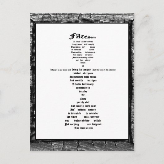 Gezichten van zonde briefkaart (Voorkant)