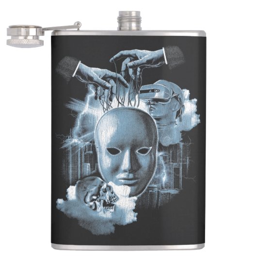 Gezichtloos - Techno-Gothic Streetwear Design Heupfles (Geopend)