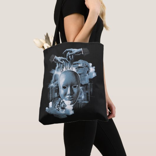 Gezichtloos - Techno-Gothic Streetwear Design Tote Bag (Dichtbij)