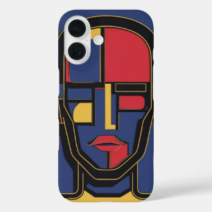 Gezichtloze figuur met een gedurfde, geometrische iPhone 16 hoesje