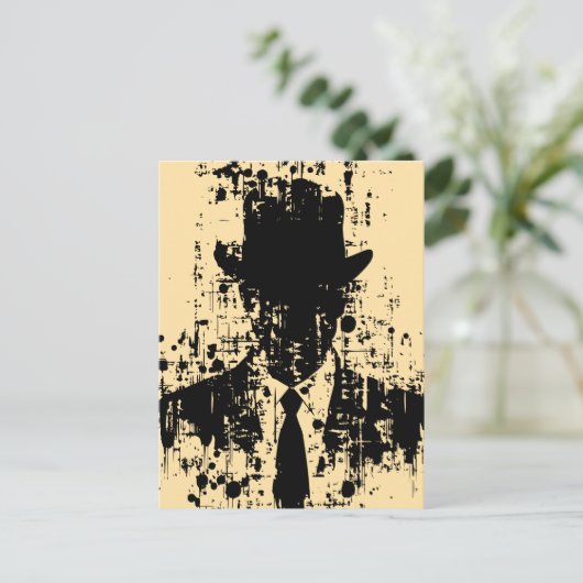 Gezichtloze gentleman: Abstracte elegantie Briefkaart (Staand voorkant)
