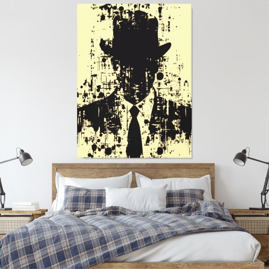 Gezichtloze gentleman: Abstracte elegantie Canvas Afdruk (Insitu (Slaapkamer))