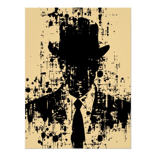 Gezichtloze gentleman: Abstracte elegantie Perfect Poster (Voorkant)