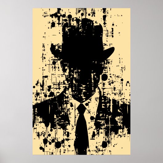 Gezichtloze gentleman: Abstracte elegantie Poster (Voorkant)